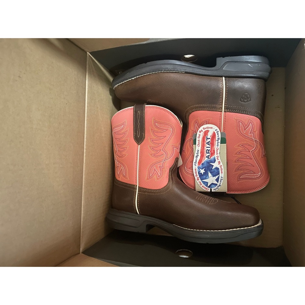 Ariat Women's Anthem Shortie Myra Boots Honey Bee Cosmic Coral Square Toe‎ 9.5B